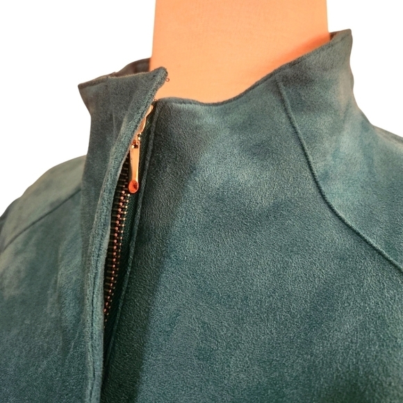 EUC CHICO'S BLUE TEAL BLAZER FAUX SUEDE FULL ZIP WOMEN'S MOTO JACKET SIZE 12/14 - Picture 6 of 10